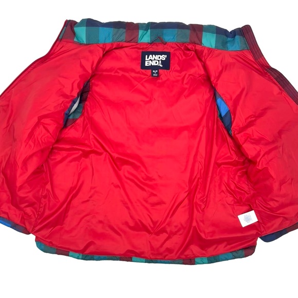 Lands End 600 Down Plaid Puffer Vest - Picture 7 of 11